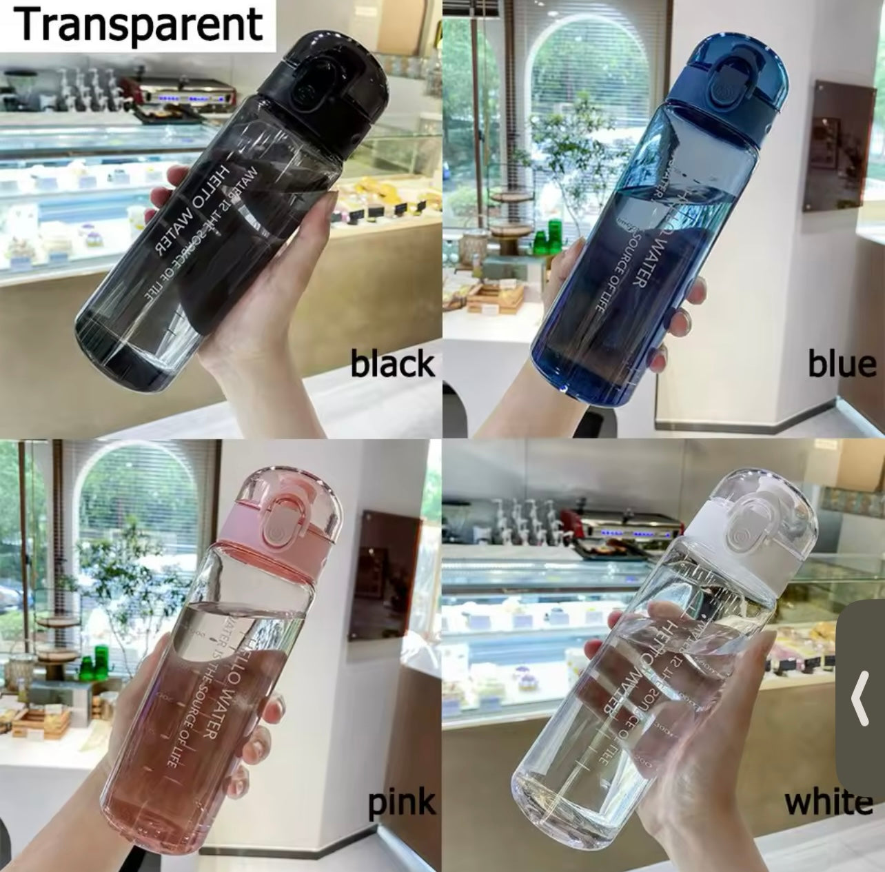 “Hello Water” Frosted/Transparent Water Bottle