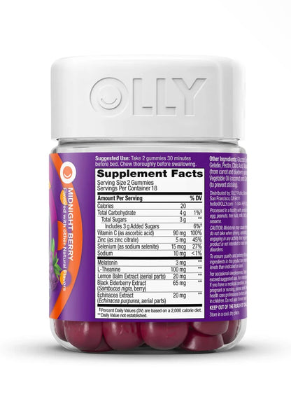 Olly - "Immune Sleep Elderberry" - 3, 36-Count Containers