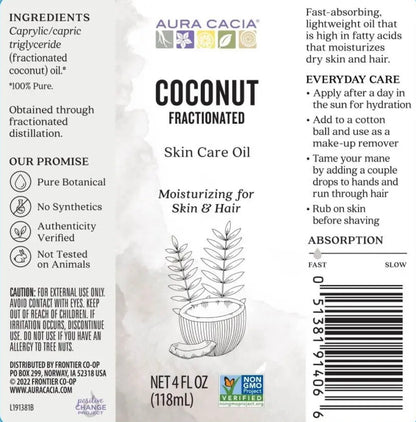 Aura Cacia: Fractionated Coconut Oil - 4 Fl Oz